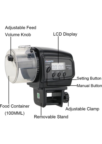 C Tarzı 100 ml Otomatik Balık Besleyici Zamanlayıcı Besleme Dağıtıcı LCD Ekran Akvaryum Balık Besleyici Akvaryum Balık Tankı Otomatik Besleyiciler (Yurt Dışından) fırsatları