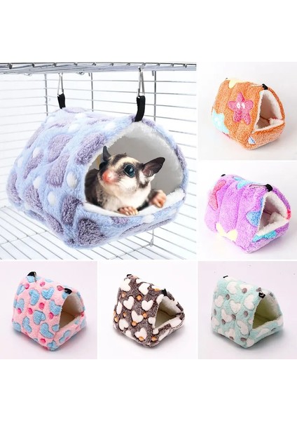 No.4 Stili L Boyutu Yeni Flanel Kedi Kafesi Hamster Pamuk Yuva Şeker Planör Uyku Tulumu Sincap Mini Kirpi Sıcak Yumuşak Mat Kış Kalınlaşmış Ev (Yurt Dışından)