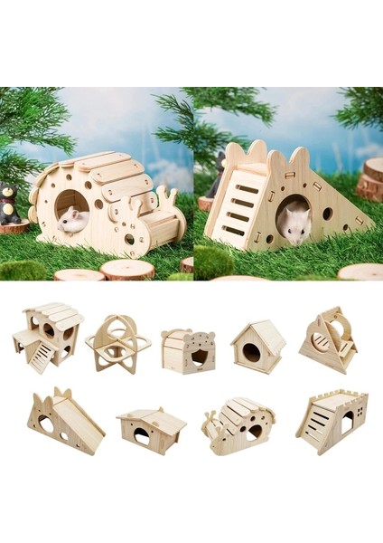 No.4 Stili Hamster Ahşap Ev Hideout Küçük Hayvan Habitat Doğal Ahşap Tırmanma Oyun Kulübesi Çiğniyor Oyuncaklar Cüce Hamster Için (Yurt Dışından) modelleri
