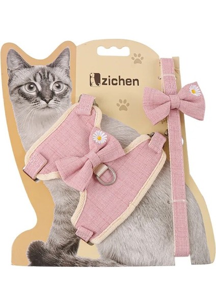 Bir Stil M Boyutu Papatya Nakış Örgü Kedi Koşum ve Tasma Seti Nefes Ayarlanabilir Evcil Hayvan Yeleği Koşum Küçük Köpekler Için Kedi Yürüyüş Koşum Takımı Halat (Yurt Dışından)