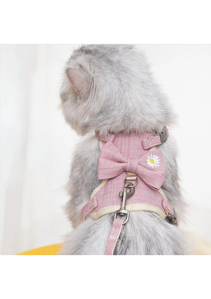 Bir Stil M Boyutu Papatya Nakış Örgü Kedi Koşum ve Tasma Seti Nefes Ayarlanabilir Evcil Hayvan Yeleği Koşum Küçük Köpekler Için Kedi Yürüyüş Koşum Takımı Halat (Yurt Dışından)