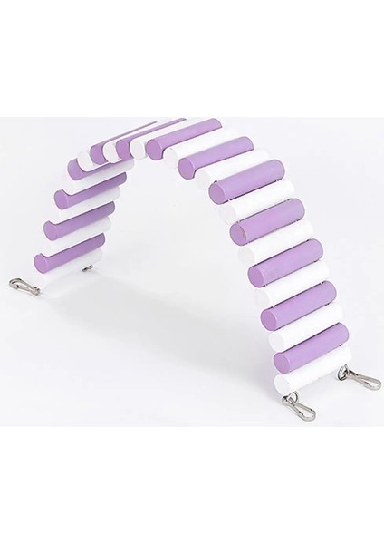 Mor Tarzı 6X40CM Hamster Renkli Egzersiz Merdiveni Ahşap Tırmanma Teleferik Kemer Köprü Geçit 2 Sabitleme Kancaları ile Papağan Kuş Oyuncakları Pet Kaynağı (Yurt Dışından)
