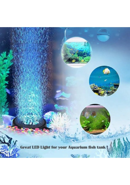 LED Akvaryum Işık Dekor Lambası Balık Tankı Su Geçirmez Renk Değişen Yuvarlak Fıskiye Dekor Lambası (Yurt Dışından)