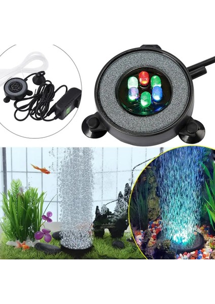 LED Akvaryum Işık Dekor Lambası Balık Tankı Su Geçirmez Renk Değişen Yuvarlak Fıskiye Dekor Lambası (Yurt Dışından)