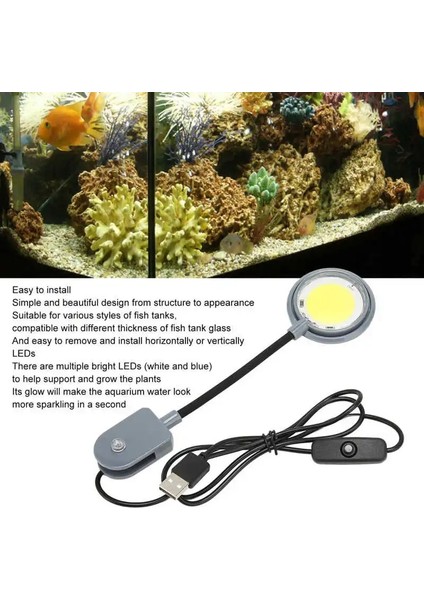 Klipsli LED Akvaryum Işık Yüksek Parlaklık Softlight Esnek Mini Balık Tankı Klipsli Lamba Taze (Yurt Dışından)