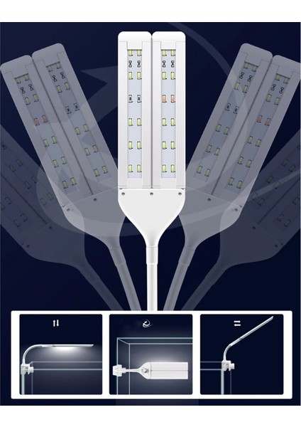 LED Akvaryum Işık USB Bitkiler Işık Büyüt Ayarlanabilir Çok Modlu Çok Açılı Balık Tankı Klipsli Lamba 8 W (Yurt Dışından)