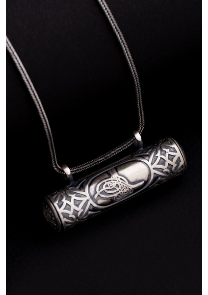 Gümüş Muskalık Cevşen Silindir Büyük Boy Erkek Kolye modelleri