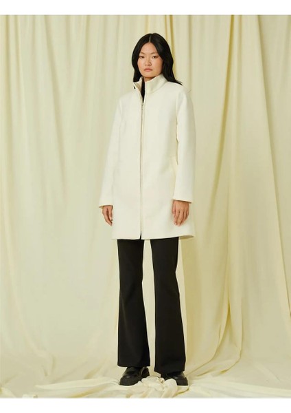 3Wak00170Ew Ekru 002 Kadın Polyester Outerwear Kaban modelleri