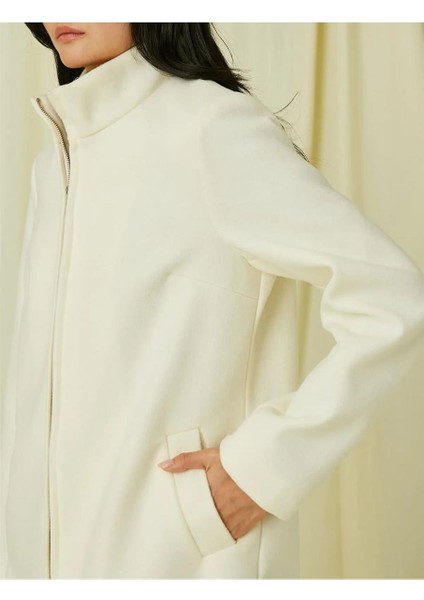 3Wak00170Ew Ekru 002 Kadın Polyester Outerwear Kaban indirimleri