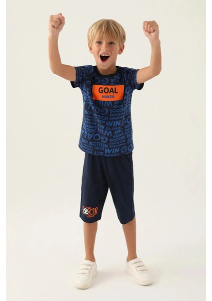 %100 Pamuk Erkek Çocuk Kapri Takım 3343