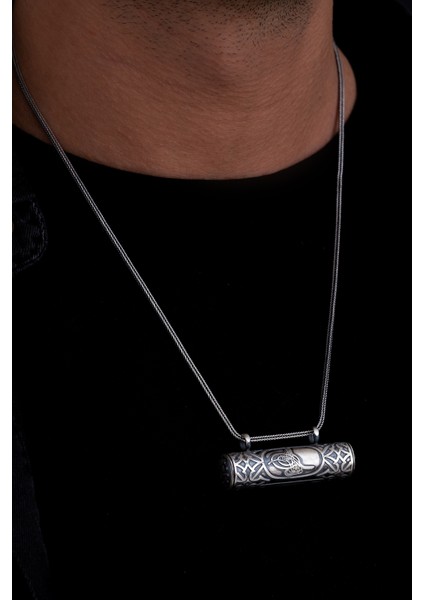 Gümüş Muskalık Cevşen Silindir Büyük Boy Erkek Kolye fiyatları