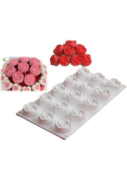 Silikon Kek Kalıbı 15 Li Gül 30X17,5 cm