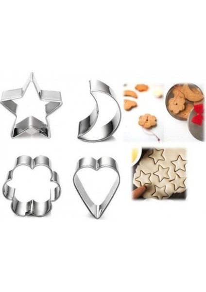 Çiçek Yıldız Ay Kalp Kalıp 4 Lü Set