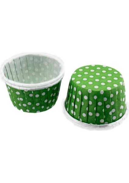 Cupcake Kalıbı Büyük Boy 62X40 mm - 100'LÜ Puantiyeli Yeşil modelleri