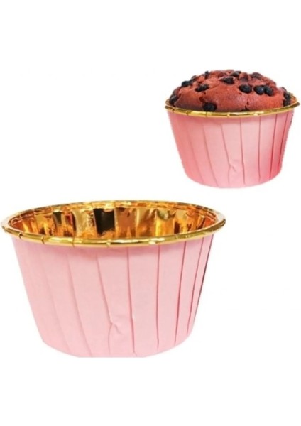 Depposıte Pembe Altın Muffin Kapsül 25 Adet 4 cm