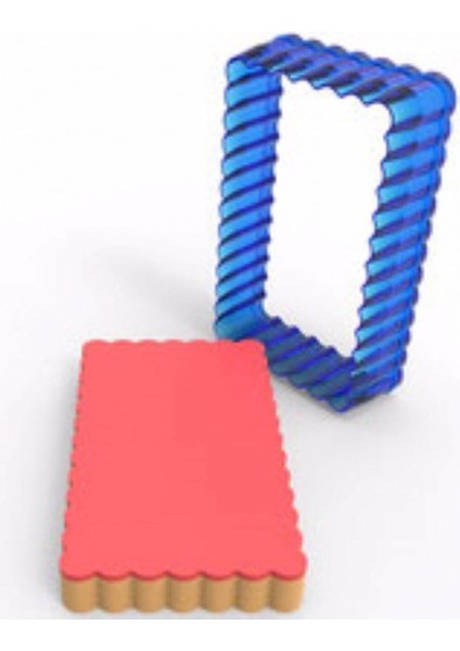 Tırtıklı Dildörtgen Polikarbon Kurabiye Kalıbı 7.5x4.5 cm