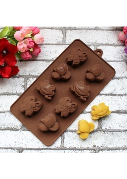 Silikon Çikolata Kalıbı Arı,kelebek ve Kurbağa 3,5-4 cm
