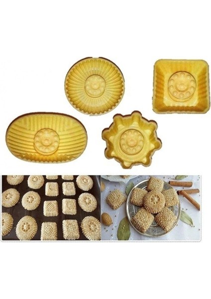 Plastik Basmalı Kömbe Kerebiç Kalıbı 4'lü Set