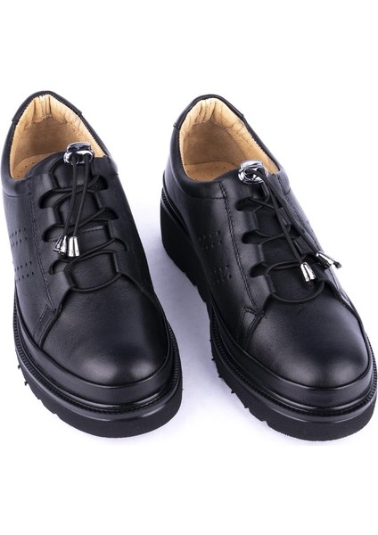 Deri Yumuşak Rahat Ortopedik Lastik Bağlı Ayakkabı