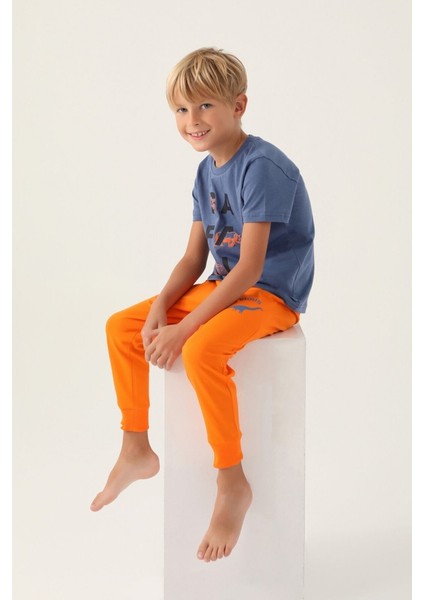 %100 Pamuk Kısa Kol Erkek Çocuk Pijama Takım 3366 modelleri