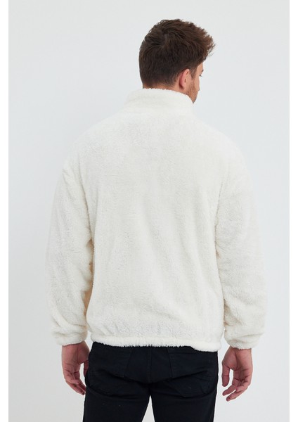 Beyaz Erkek Hırkası, Fermuarlı Hırka, Peluş Hırka, Oversize Hırka fırsatları