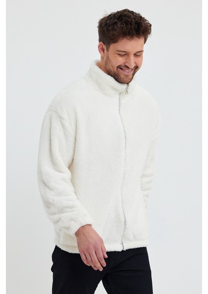 Beyaz Erkek Hırkası, Fermuarlı Hırka, Peluş Hırka, Oversize Hırka indirimleri