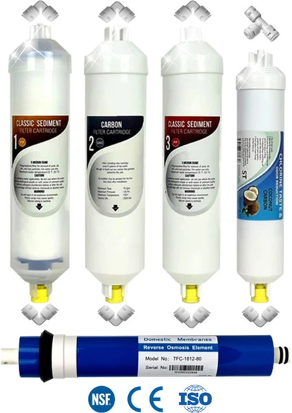 Kapalı Kasa Su Arıtma Cihazı Yeni Seri Inline 5 Aşamalı Filtre Domestic Membranlı Set