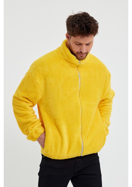 Sarı Erkek Hırkası, Fermuarlı Hırka, Peluş Hırka, Oversize Hırka modelleri