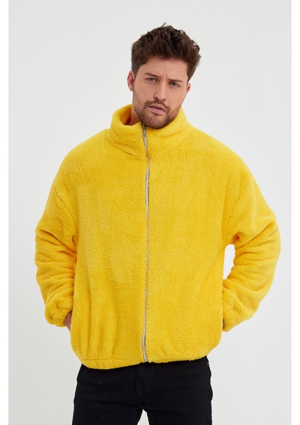 Sarı Erkek Hırkası, Fermuarlı Hırka, Peluş Hırka, Oversize Hırka fırsatları