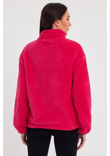 Fuşya Kadın Hırkası, Fermuarlı Hırka, Oversize Hırka, Peluş Hırka fırsatları