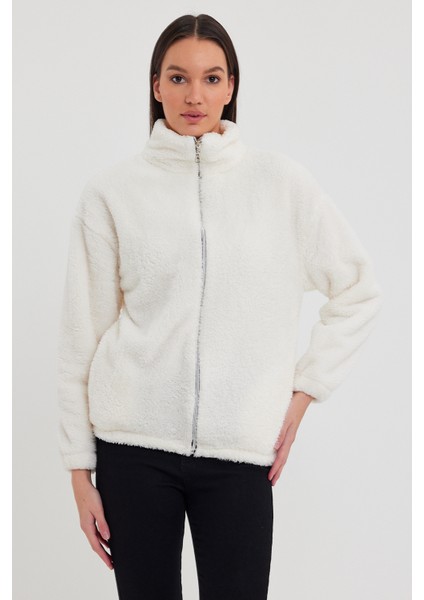 Beyaz Kadın Hırkası, Fermuarlı Hırka, Oversize Hırka, Peluş Hırka fiyatları