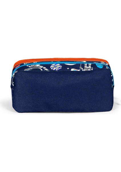 Iki Bölmeli Kalem Çantası Lacivert Mavi Astronot Desenli modelleri