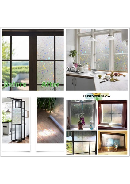 Mavi Stil 45X200CM Pencere Gizlilik Filmi Dekor Opak Yapışkan Olmayan Buzlu Pencere Etiket Vitray Streç Cam Filmi Çıkarılabilir Banyo Duş Kapısı Için (Yurt Dışından)