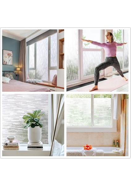 Mavi Stil 45X200CM Pencere Gizlilik Filmi Dekor Opak Yapışkan Olmayan Buzlu Pencere Etiket Vitray Streç Cam Filmi Çıkarılabilir Banyo Duş Kapısı Için (Yurt Dışından)