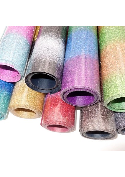 No.2 Tarzı 30CMX100CM 9 Renk Gökkuşağı Glitter Isı Transfer Filmi Giysi Için Ütü Htv Gömlek Yüksek Elastik Dekor Filmi Kolay Kesilebilir Ot (Yurt Dışından)