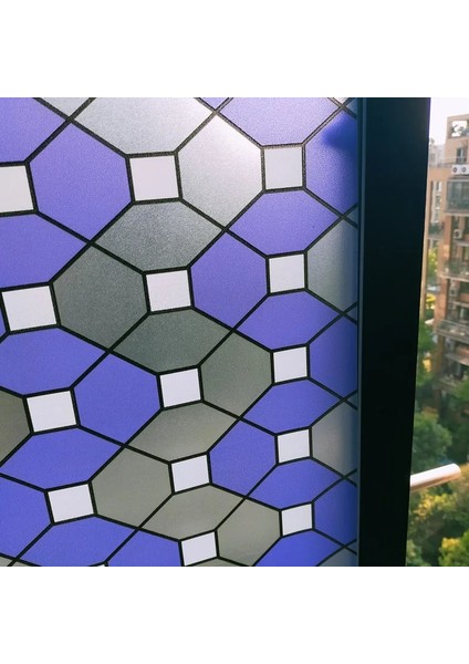 No.26 Tarzı 45X200CM cm Saydam Opak Kendinden Yapışkanlı Cam Filmi Sürgülü Kapı Balkon Banyo Gizlilik Vinil Cam Çıkartması Fensterfolie (Yurt Dışından)