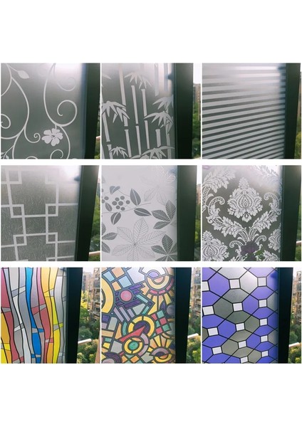 No.15 Tarzı 55X200CM cm Saydam Opak Kendinden Yapışkanlı Cam Filmi Sürgülü Kapı Balkon Banyo Gizlilik Vinil Cam Çıkartması Fensterfolie (Yurt Dışından) fiyatları