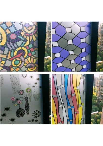 No.8 Tarzı 45X200CM cm Saydam Opak Kendinden Yapışkanlı Cam Filmi Sürgülü Kapı Balkon Banyo Gizlilik Vinil Cam Çıkartması Fensterfolie (Yurt Dışından)
