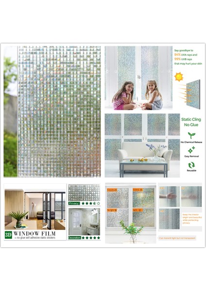 Mor Tarzı 45X200CM Pencere Gizlilik Filmi Vitray Filmi Statik Sarılmak Dekoratif Vinil Çıkarılabilir Pencere Tonu Uv Engelleme Çıkartmalar Ev Ofis Için (Yurt Dışından)