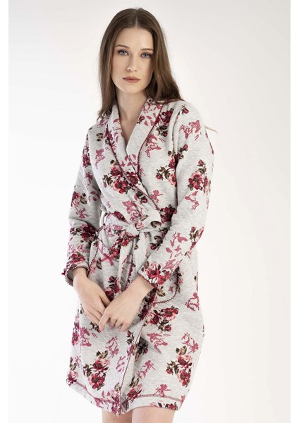 Kadın Uzun Kol Kapitone Gri Melanj Sabahlık C4T0N1303 fiyatları