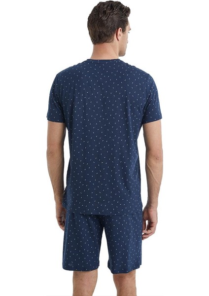 Erkek Kısa Kol Şortlu Lacivert Pijama Takımı C7T4N5O04