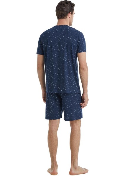 Erkek Kısa Kol Şortlu Lacivert Pijama Takımı C7T4N5O04