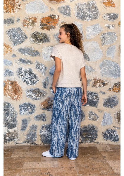 Kadın Kısa Kol Bej Mavi Pijama Takım C6T0N04Y42 fiyatları