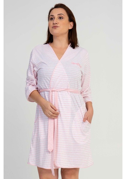 Kadın Büyük Beden Kapri Kol Rosebloom Sabahlık C3T2N1601
