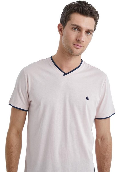 Erkek Kısa Kol Şortlu Pembe Pijama Takımı C8T4N5O04