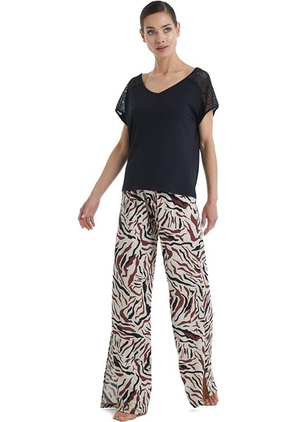 Kadın Kısa Kol Siyah Pijama Takımı C9T6N3O06