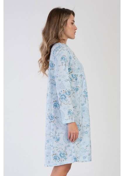 Kadın Uzun Kol Mavi Gecelik C4T7N3161 modelleri
