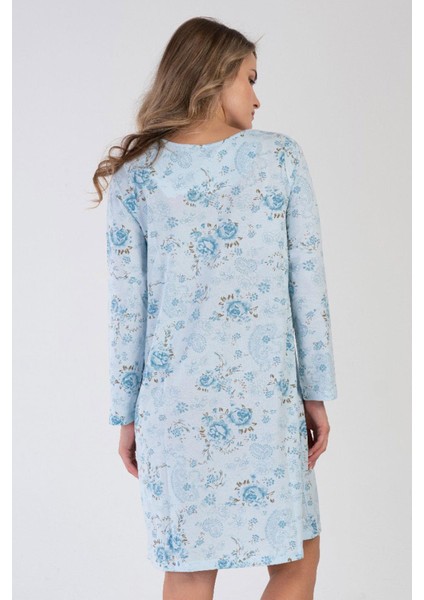 Kadın Uzun Kol Mavi Gecelik C4T7N3161 fırsatları