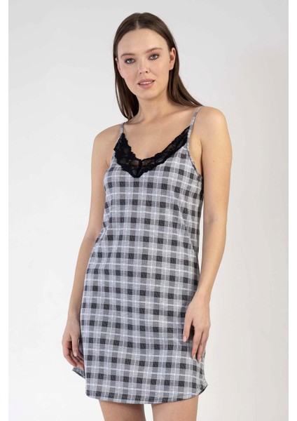 Kadın İnce Askı Gri Melanj Gecelik C6T4N3112 modelleri