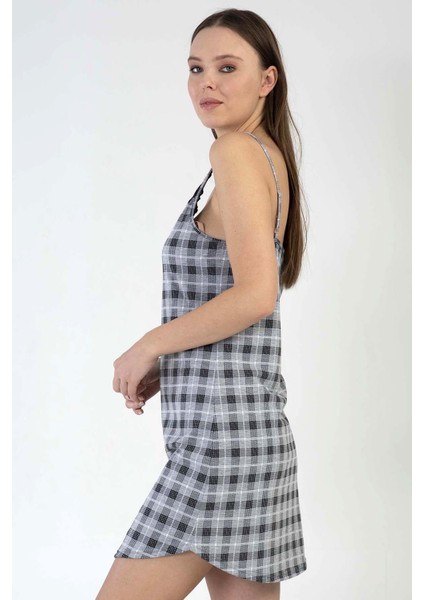 Kadın İnce Askı Gri Melanj Gecelik C6T4N3112 fırsatları